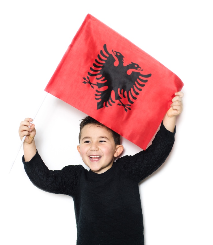 Mso! Shqip Boy Holding Albanian flag